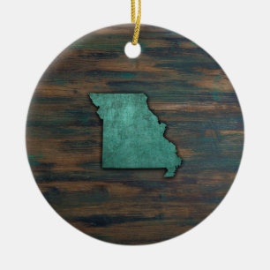 Missouri State Shape Teal Ceramic Tree Decoration
