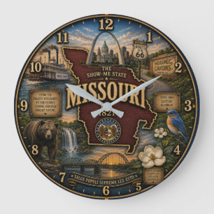 Missouri State Show Me State Rustic Landmark  Large Clock