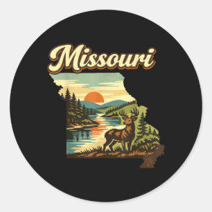 Missouri State Sunset Deer River Ozark Wilderness Classic Round Sticker