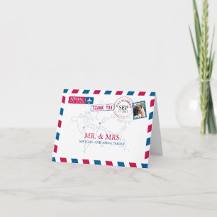 Missouri USA & UK Airmail Wedding Thank You Card