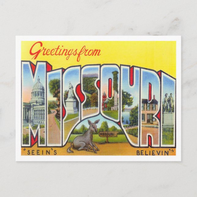 Missouri Vintage Big Letters Postcard (Front)