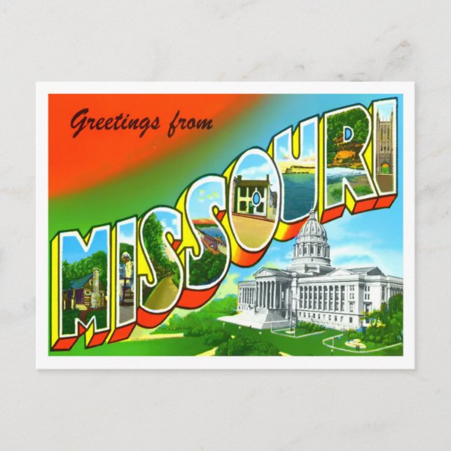 Missouri Vintage Big Letters Postcard (Front)