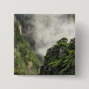 Mist among the peaks and valleys of Grand Canyon 15 Cm Square Badge
