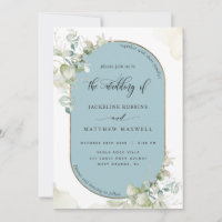 Mist Blue, Eucalyptus Oval Arch, Greenery Wedding