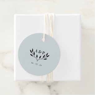 Mist Blue Simple Modern Wedding Thank you Gift Favour Tags
