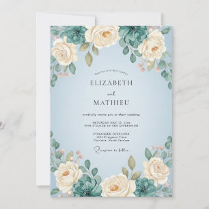 Mist Ivory Peony Wedding Invitation