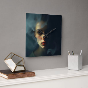 “Mist of Melinoë” – A Spectral Portrait Square Wall Clock