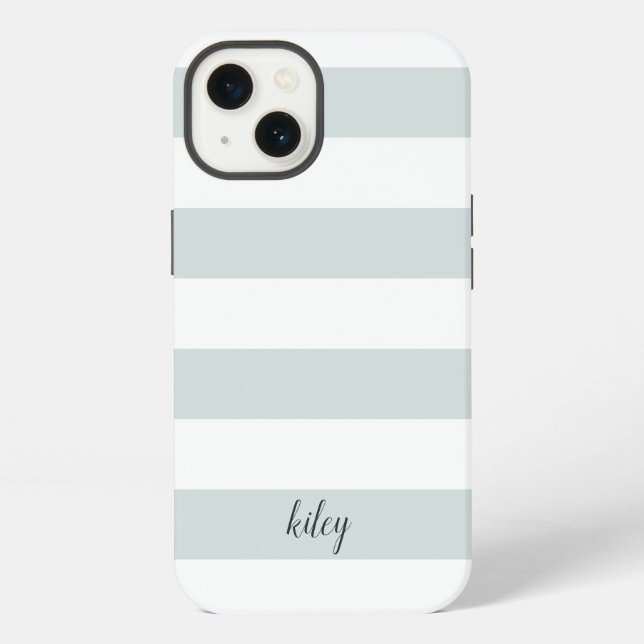 Mist Stripe Personalised iPhone Case (Back)