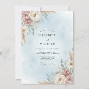 Mist Taupe Petal Wedding Invitation
