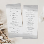 Mist Wedding Program Programme<br><div class="desc">Our elegant wedding program features your ceremony details in rich off-black charcoal, accented with sheer grey watercolor washes at the top and bottom. Reverse side lists the members of your wedding party with easily editable text fields. Coordinates with our Mist wedding invitation collection. Use the template fields to add your...</div>