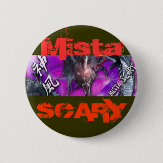 Mista SCARY  Bright Purple Dragon Red logo Button