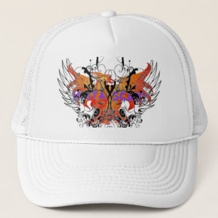 Mista SCARY Orange Phoenix Winged Skull Hat