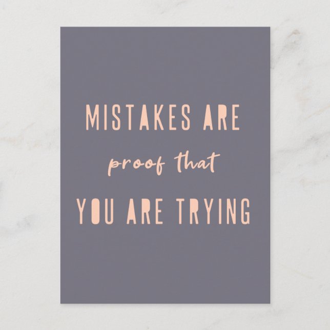 Mistakes are Proof | Modern Cute Purple Gray Pink Postcard (Front)