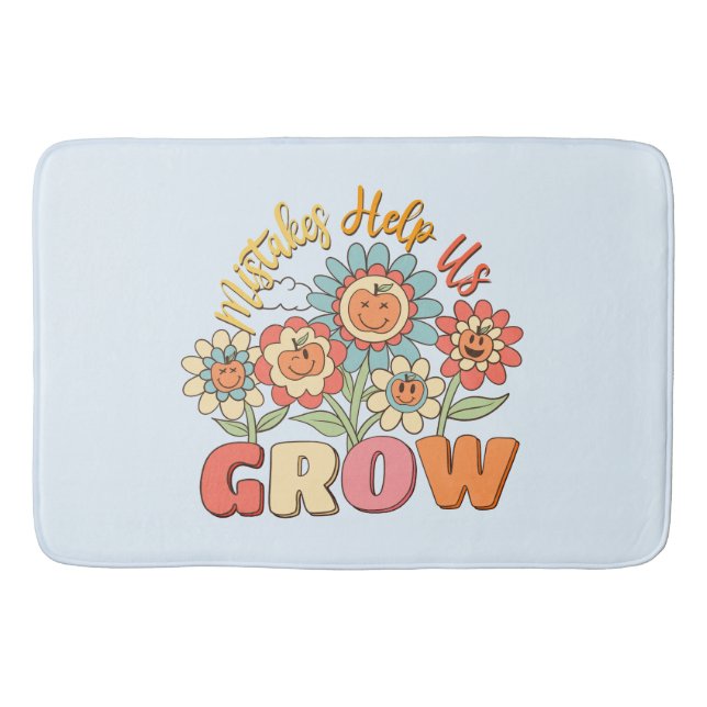 Mistakes Help Us Grow | Playful Floral Motivation Bath Mat (Front)