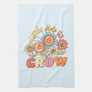 Mistakes Help Us Grow   Playful Floral Motivation Tea Towel