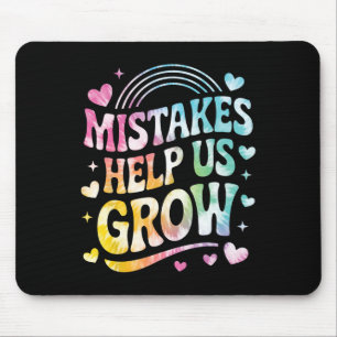 Mistakes Help Us Grow Positive Rainbow Groovy Tie Mouse Pad