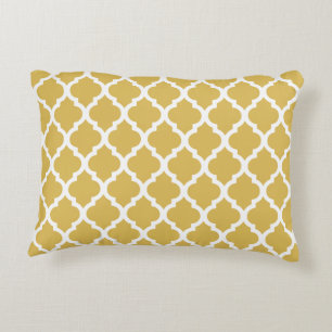 Misted Sunny Yellow Moroccan Tile Trellis Decorative Cushion