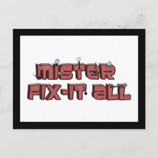 Mister Fix-It All Wooden Text Design Postcard