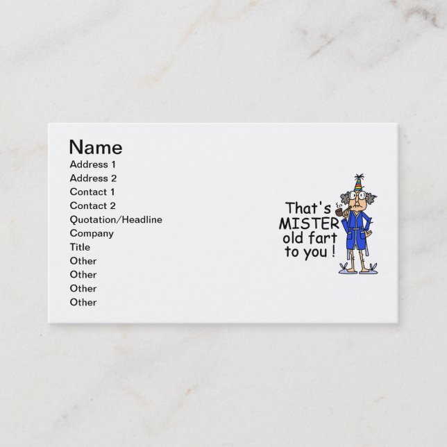 Mister Old Fart Birthday Humour Business Card (Front)