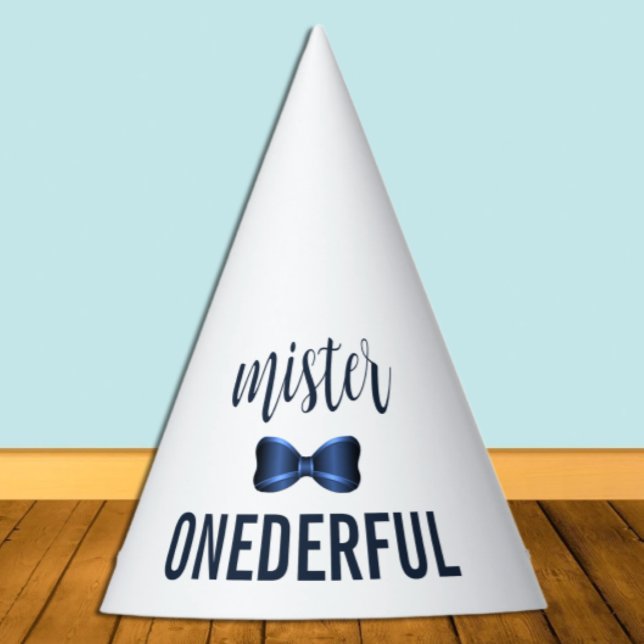 Mister Onederful Bow Tie 1st Birthday Party Hat (Creator Uploaded)