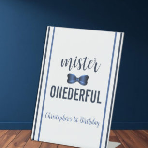 Mister Onederful Bow Tie 1st Birthday Pedestal Sign
