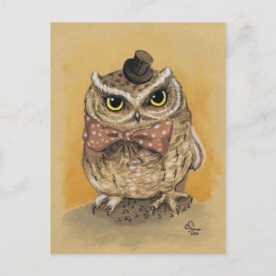 Mister Owl Dapper Gent Postcard