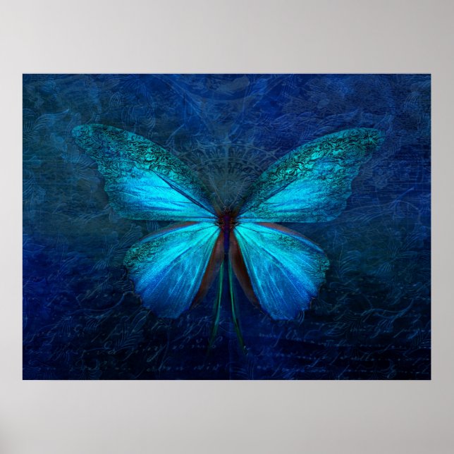 Mistic Blue Butterfly Poster (Front)