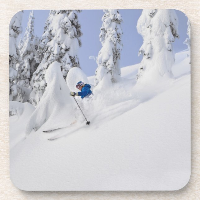 Mistie Fortin skis powder Coaster (Front)