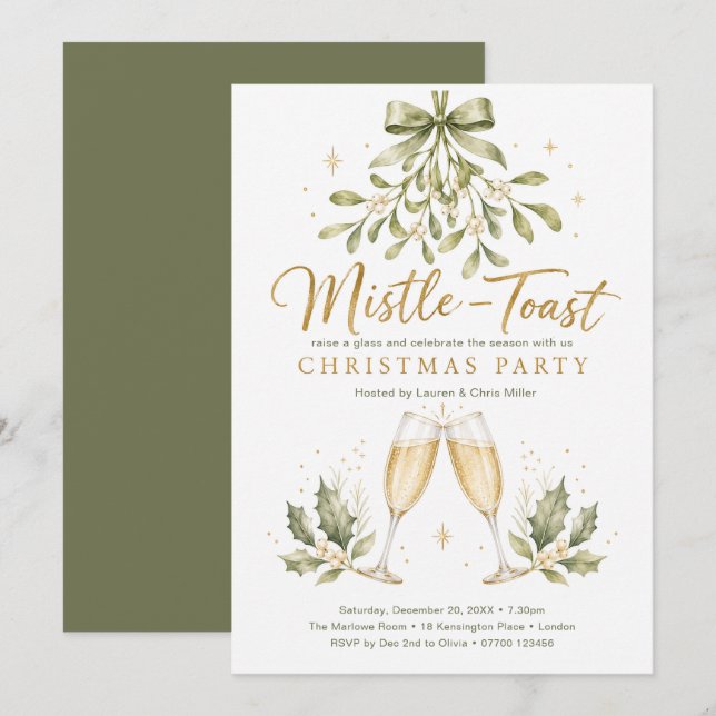 Mistle‑Toast Christmas Party Invitation (Front/Back)