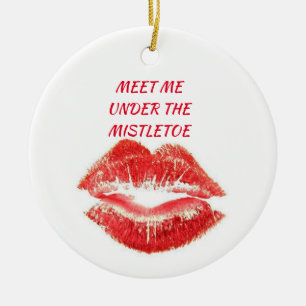 MISTLE TOE / MERRY CHRISTMAS ON OTHER SIDE CERAMIC TREE DECORATION