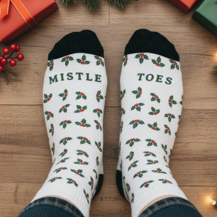 Mistle Toes Funny Christmas Mistletoe Socks