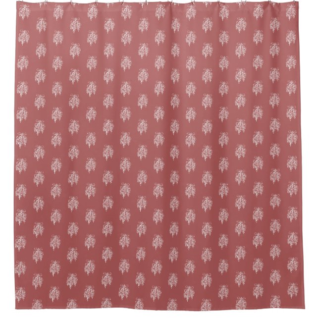 Mistletoe and Bow Illustration Christmas  Shower Curtain (Front)