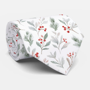 Mistletoe and Holly Berries Pattern Tie