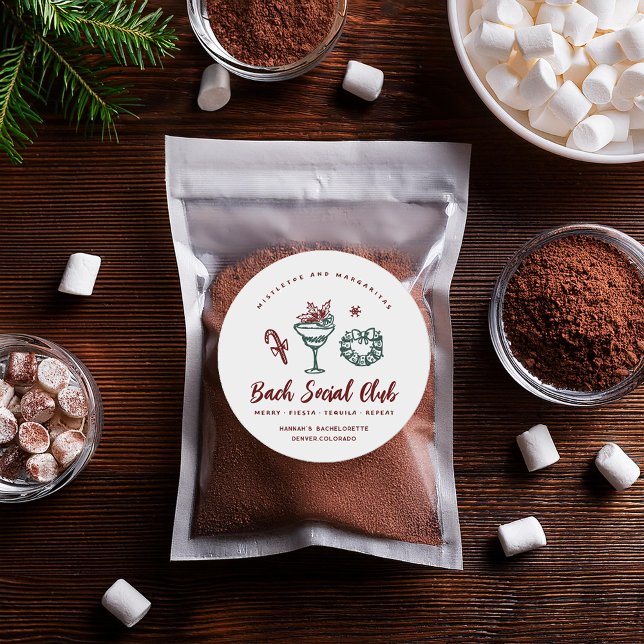 Mistletoe and Margaritas | Christmas Bachelorette Classic Round Sticker (Creator Uploaded)