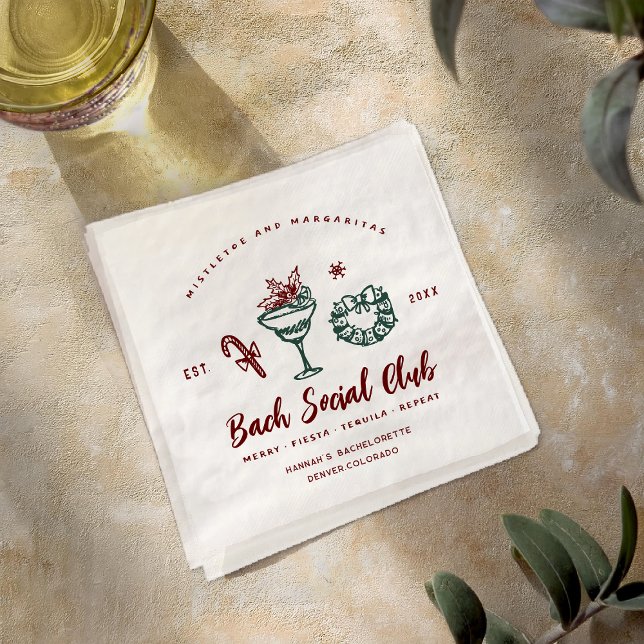 Mistletoe and Margaritas | Christmas Bachelorette Napkin (Creator Uploaded)