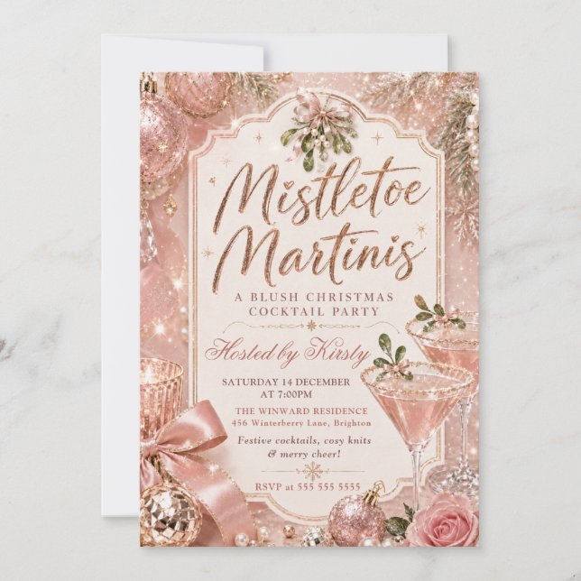 Mistletoe and Martinis Christmas Party Invitation (Front)