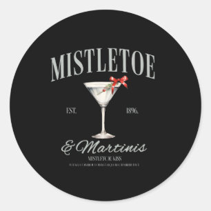 Mistletoe And Martinis Tail Christmas Espresso Mar Classic Round Sticker