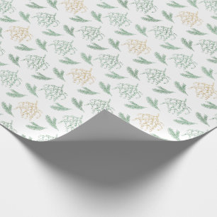 Mistletoe and Pine Green and Gold Colour Christmas Wrapping Paper