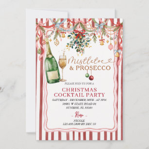 Mistletoe and Prosecco Christmas Cocktail Party Invitation