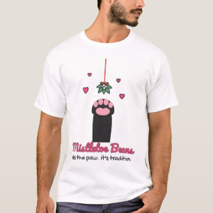 Mistletoe Beans Cute Cat Paw Christmas T-Shirt