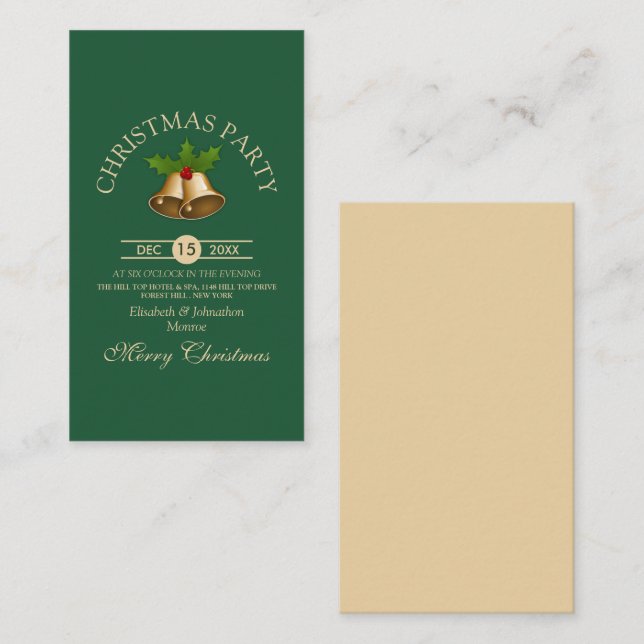Mistletoe Bells Christmas Party Ticket Enclosure Card (Front/Back)