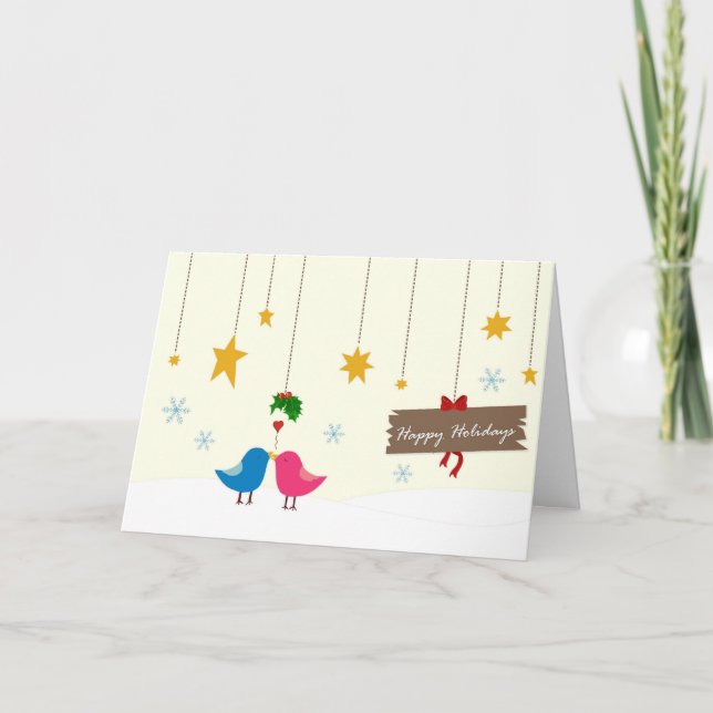 Mistletoe Birdies Christmas Card (Front)