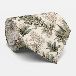 Mistletoe Botanical - Green Leaves, Branches Tie