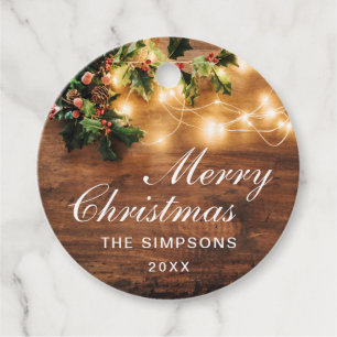 Mistletoe Branch Rustic Merry Christmas Holiday Favour Tags