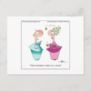 MISTLETOE Cartoon Postcard by April McCallum