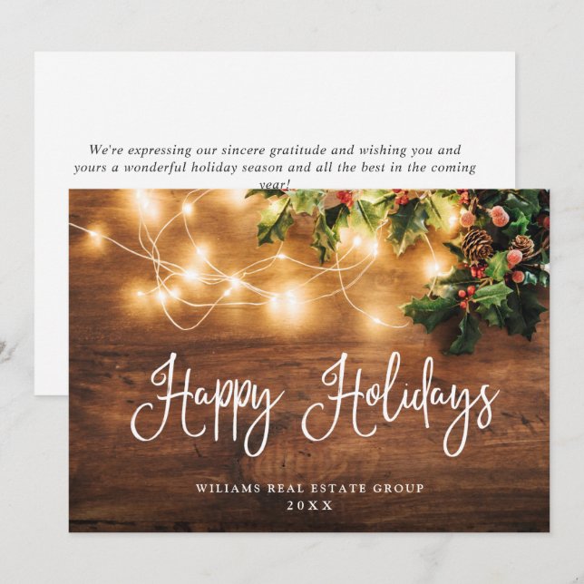 Mistletoe Christmas Rustic Corporate Greeting Holiday Card (Front/Back)