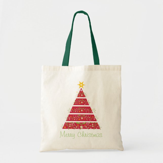 Mistletoe christmas tree Merry Christmas red bag (Front)