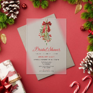Mistletoe Christmas Winter Bridal Shower Acrylic Invitations