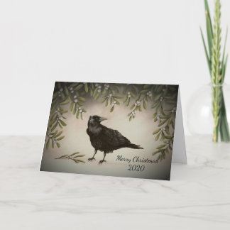 Mistletoe Crow Card