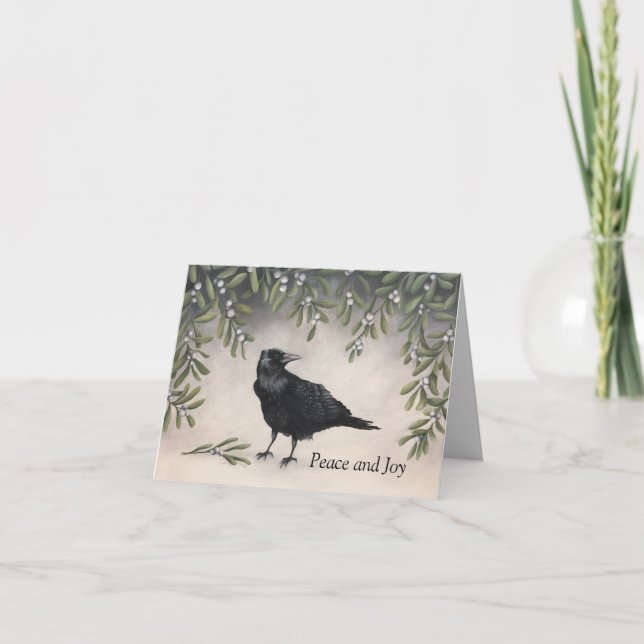 Mistletoe Crow Holiday Card (Front)
